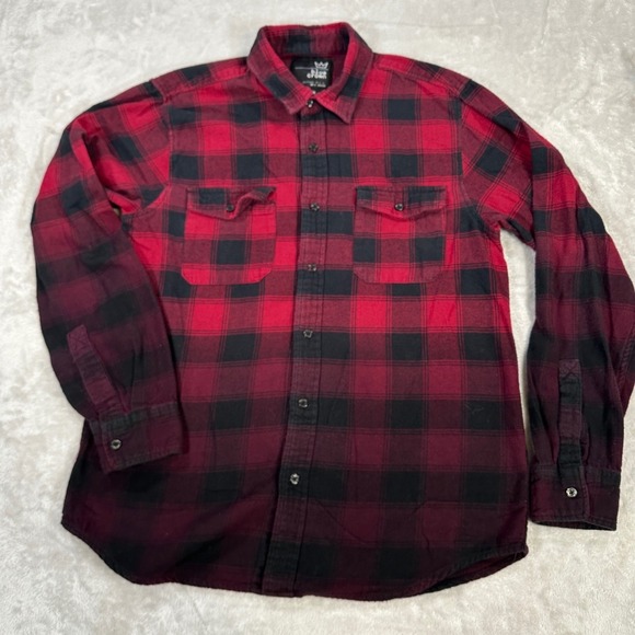 Blue Crown Other - Blue Crown Red Black Plaid Flannel Shirt Long Sleeve Button Up Men's Medium